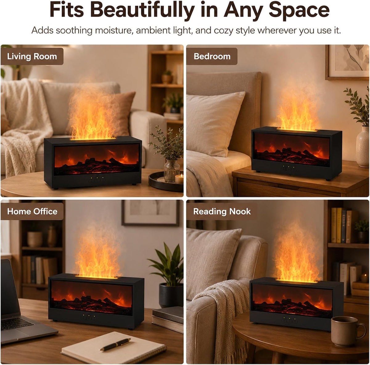 Chimenea Calidé – Humidificador con efecto llama y 7 colores