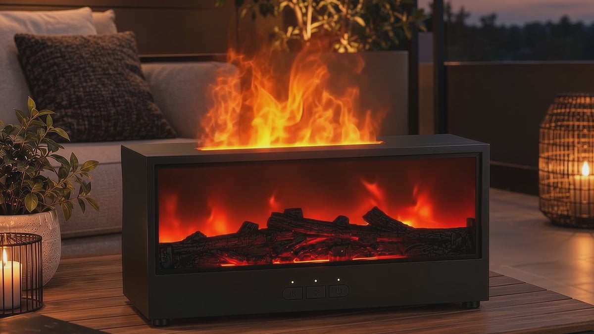 Chimenea Calidé – Humidificador con efecto llama y 7 colores